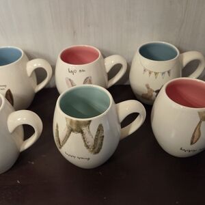 Rae Dunn Colorful Bunny 6 Mug Set